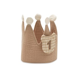 Jollein Corona di compleanno per neonati e bambini – Orsacchiotto – Con numeri da 1 a 4 – Corona in tessuto morbido con lacci – Riutilizzabile – Per compleanni, foto e feste per bambini