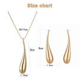 FDEETY Jewellery Set for Women Bridal Tear Drop Necklace Earrings Set Prom Wedding Jewellery Set Party Jewellery Set Wedding Bridesmaid Fashion Jewellery, Alloy Steel