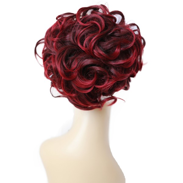 PRETTYSHOP BUN Up Do Hair Piece Hair Ribbon Ponytail Extensions Draw String Scrunchie wavy Red mix # 2T113A HK113