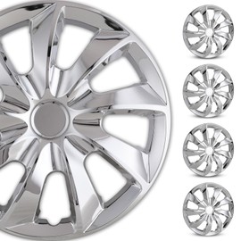 WOLFSTORM 4-Pack 14 Inch Hubcaps,Special Design Fashion Shape Replacement Rim Cover Hubcaps,Car Truck SUV Wheel Hub Accessories, Chrome