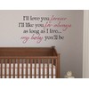 Baby Wall Sticker Quote I'll Love Forever I'll Like You