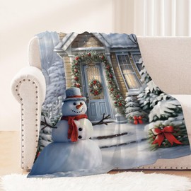 Neatee Living Christmas Kids Throw Blanket Small Christmas Snowman Blanket Xmas Winter Holiday Blanket for Girls Boys Child Baby Bed Soft Cozy Lightweight Fuzzy Fleece Blankets and Throws 40x50
