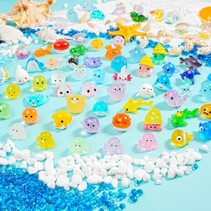 100+pcs Ocean Mini Resin Animals 78 Styles Tiny Sea Resin