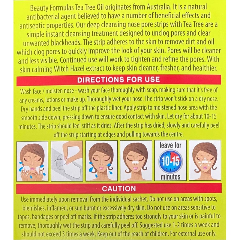 (12- STRIPS) Australian Tea Tree Deep Cleansing NOSE PORE STRIPS,