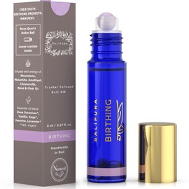 BALIPURA - Crystal Aura Roll On - Birthing Natural Essential Oils - Moonstone, Amethyst Gemstones & Crystals - Essential Oil Blends - 0.34fl.oz