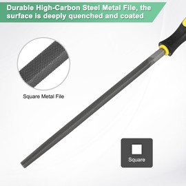 M METERXITY 2-Pack Square Metal File 10 Inch, High Carbon Steel File Diamond File Hand File W PVC Grip Handle for Wood/Metal/Ceramic/Glass/Stone/Jewelry/Tile/Model/DIY/Sharpening File