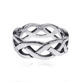 AeraVida Waves of Celtic Knots Eternity Band .925 Sterling Silver Ring (8)