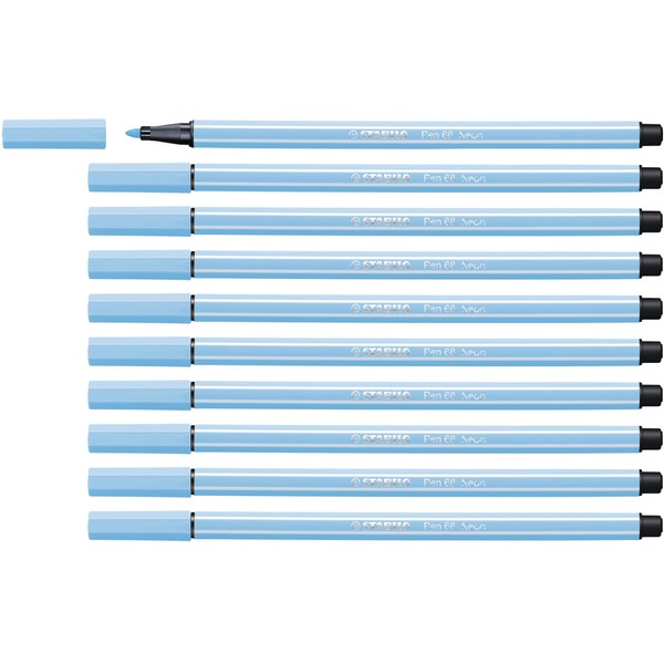 STABILO Pen 68 neon Blue Pack of 10 - Premium Felt-tip Pen