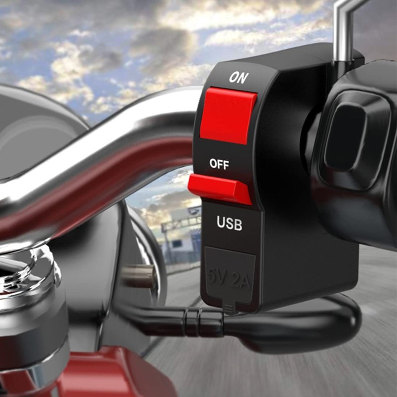 Eaglerich Bike Switch Motorcycle Handlebar Switch Motorcycle Headlight Switch USB