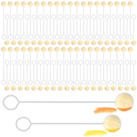 JNENERY 80Pcs Wool Daubers Ball Brush, Leather Dye Kit, Wool Daubers Leather Tools, Leather Dye Applicator with Metal Handle for DIY Projects, Dying, Leather Dying