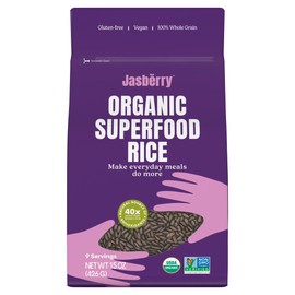 Jasberry - Organic Superfood Rice, Soft & Aromatic Whole Grain Purple Rice, High in Antioxidants, Non-GMO, Gluten-free, Easy to cook, Versatile USDA Certified Organic, Vegan, Sustainable, Regenerative Farming, Small-scale farmers 15oz (3 Pack)