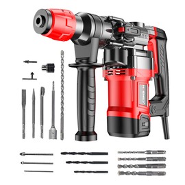 HYCHIKA Rotary Hammer Drill with Safety Clutch, 1100 RPM AC Corded Rotomartillo for Concrete - Including 6 Drill Bits,Carbon Brush,Carrying Case