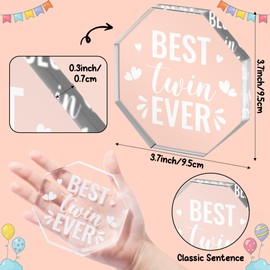 WATINC Appreciation Gifts Award for Twin - Thank You Twins Sisters Brothers Gift, Acrylic Octagon Siblings Plaque Table Sign for Women, Bestie Desk Accessories Ideas for Birthday Thanksgiving Day