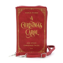 Charles Dickens A Christmas Carol Book Clutch Bag, Red