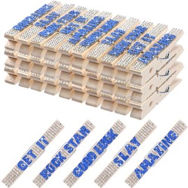 Ecation Ecation 30 Pcs Cheerleading Rhinestone Spirit Clips Competition Cheer Pins Clothespins Cheer Charms for Clothes Pins Gifts Team Supplies Party Favors Accessories Bulk Teen Sports Girls(Blue)