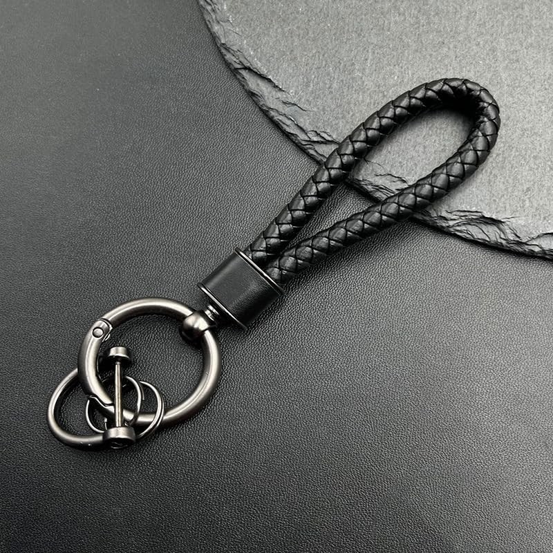 Rockyu Keychain, Men's, Women's, Braided Leather, Car Key Ring, Simple,