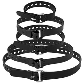 Sliner Black 5 Pack Utility Strap with Buckle 11.8'' 17.7'' 19.7'' 21.6'' 27.5'' Adjustable Rubber Industrial Tie Reusable Tension Strap Securing Gear Tightening Lashing Tool for Bike Luggage