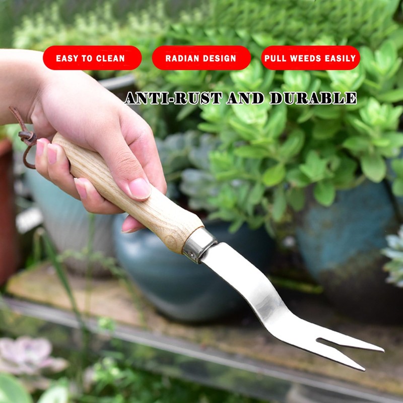 SHANFEEK Weed Puller With V-Shape Fork Gardening Hand Tool 12-Inch