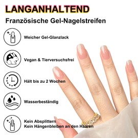 MrCuvaryas 20 Stück Gel UV Stickers, Echte Nagellack-Kunstaufkleber/-folien - Full Wraps Nagelaufkleber UV/LED-Lampe Erforderlich Cured Gel Nail Strips, Fingernägel zum aufkleben (Hautfarbe)