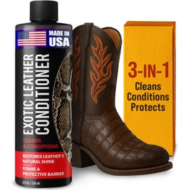 Exotic Leather Conditioner for Boots - Made in USA Leather Cleaner Specially Formulated to Clean & Condition Your Reptile & Exotic Skins - Snakeskin Conditioner - Crocodile Leather Conditioner - 8oz