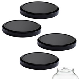 mikken 4 Lids TO 100/10.3 cm for Large Preserving Jars Twist-Off Replacement Lid Screw Lid Black