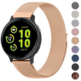 Oumida Strap for Garmin Vivoactive 3 / Vivoactive 5, 20 mm Quick Replacement Wristbands, Metal Magnetic Watch Strap for Garmin Vivomove 3 / HR / Style / Luxe, Forerunner 55 / 245 / 645, Approach S40 /