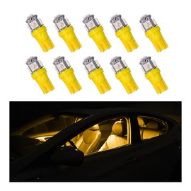 povtii 10PCS Car LED Light Bulb, Super Bright T10 5050 LED Auto Interior Light Bulb, Led Bulb Replacement for Dashboard Dome Map Door License Plate Lights, Lighting Car Accessories (Yellow)