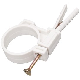 (4 pcs) White Plastic Clamps for 48-51 mm Pipes, Hose Hangers, Pipe Clips, Pipe Holders