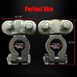 Ampper Heavy Duty Lead Alloy Military Spec Battery Terminal Ends, Top Post Battery Terminals Clamp Set for Marine Car Boat RV Vehicles (1 Pair Same Terminal)