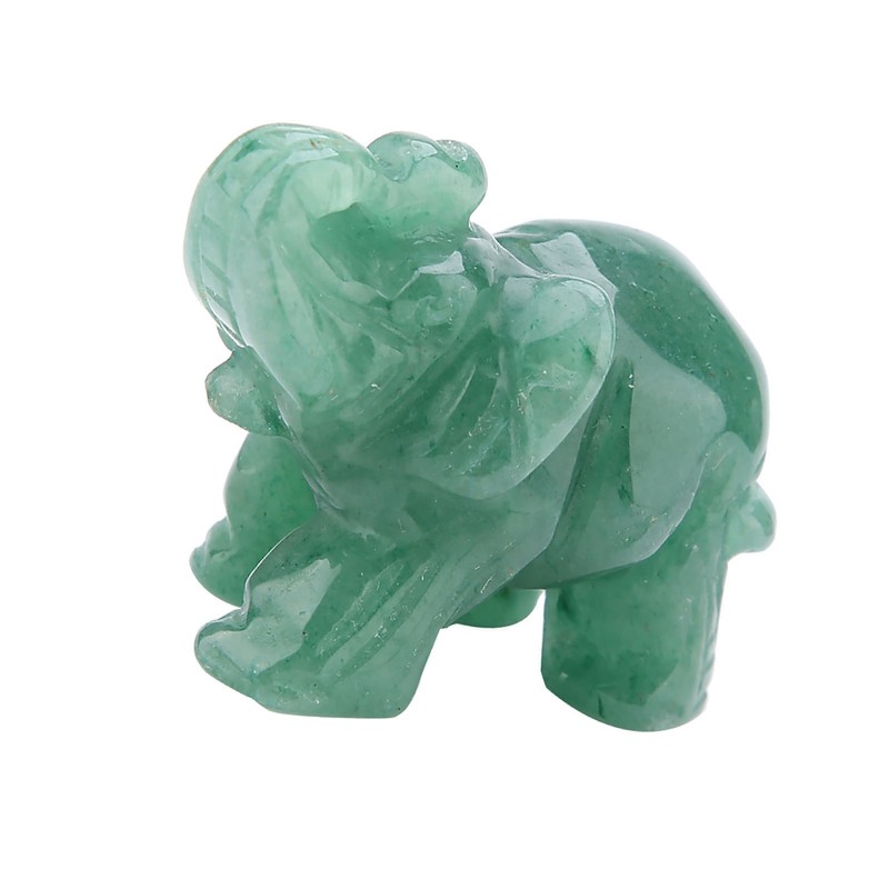 2inch Natural Jade Carved Elephant Crystal Figurine Home Decoration Furnishing