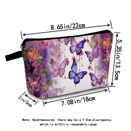 MoCaliduccious Butterfly Flower Makeup Bag for Women Travel Cosmetic Organizer Bag Teacher Appreciation Gifts Small Zipper Toiletry Bag