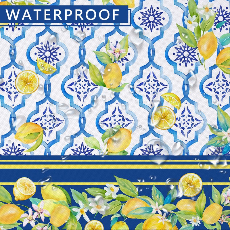 Kuyuayee Lemon Oval Tablecloth 60x102 Inch Waterproof Washable Spring Summer