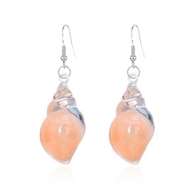 Ocean Conch Seashell Resin Dangle Earrings for Women Bohemian Hawaii Summer Beach Jewelry-Orange