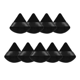 Farsa Life 9 pcs Powder Puff - Velour Triangle Makeup Puff, Powder Applicator with Ribbon Band, Ideal Makeup Tool in Elegant Black Color