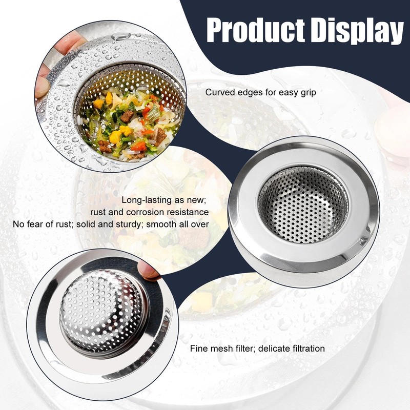 3-Pack,Bathtub Sink Strainer, Stainless Steel Shower Drain Hair Catcher, Bathroom