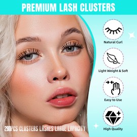Lash Clusters 280Pcs 30D 40D Eyelashes Cluster D Curl Individual Wispy Lashes Cluster for DIY Cluster Eyelash Extensions at Home for Beginners (30D+40D,10mm)