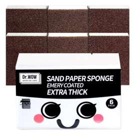 Dr.WOW Carborundum Heavy Duty Scouring Sponges - Fiberglass-Free Nano Rust Eraser for Pots, Pans, Grill, Oven Racks & Sink Stains (1'' 6Ct (Pack of 1))