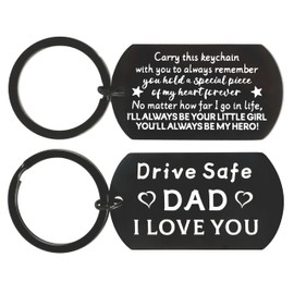 Gifts for Dad - Dad Christmas Gifts Drive Safe Dad Keychain Stocking Stuffers Christmas Presents for Dad Fathers Day Birthday Gifts for Dad from Daughter Son