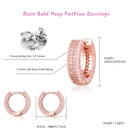 TOPGRILLZ Iced Out Hoop Earrings Cubic Zirconia Huggie Cartilage Cuff Hypoallergenic 14K Gold Plated Luxury Fashion Round Circle Earrings For Men Women-05RG