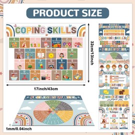 Calming Corner Educational Preschool Placemats for Kids Set of 8 Boho Mental Health Placemat Non Slip Washable Feelings Montessori Table Mat for Nursery Kindergarten Primary School Dining Table