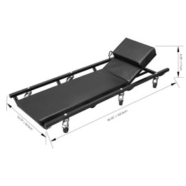 Torin ATR6452B Rolling Garage/Shop Creeper: 40" Padded Mechanic Cart with Adjustable Headrest and 6 Casters, Black