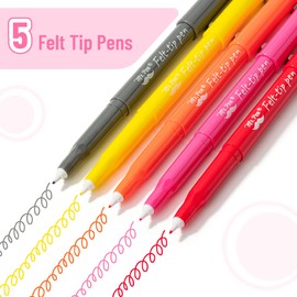 Mr. Pen- Felt Tip Pens, 5 Pack, Colorful Felt Tip Pens, Fast Dry, No Smear, Planner Markers