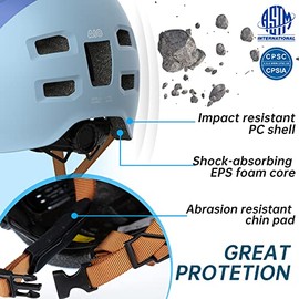 GLAMVILLA Skaterhelm Fahrradhelm Ultraleicht Stadthelm f√ºr Kinder/Damen/Herren,Verstellbar Unisex Schutzhelm f√ºr Skateboard E-Scooter Roller BMX,nur 260g/270/280g (Dunkelblau mit Hellblau, L(57-61cm))