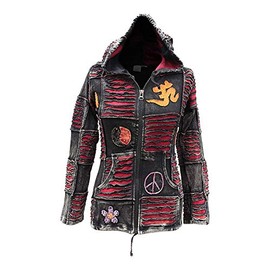 SHOPOHOLIC FASHION Women Om Peace Pointy Hooded Gothic Ladies Outer (S, Red)
