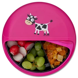 Carl Oscar BentoDISC | Customisable with Name | Rotating Lunch Box | 5 Fixed Compartments | Lunch Box, Snack Box | for KiGa, School, Excursion, Car (Pink (without Name))