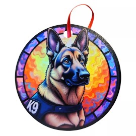 Gulf Coast Laser Graphics German Shepherd K9 Design Holographic Ornament #1