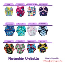 2 Pañal De Natación Unitalla Bolsa Impermeable Lisa