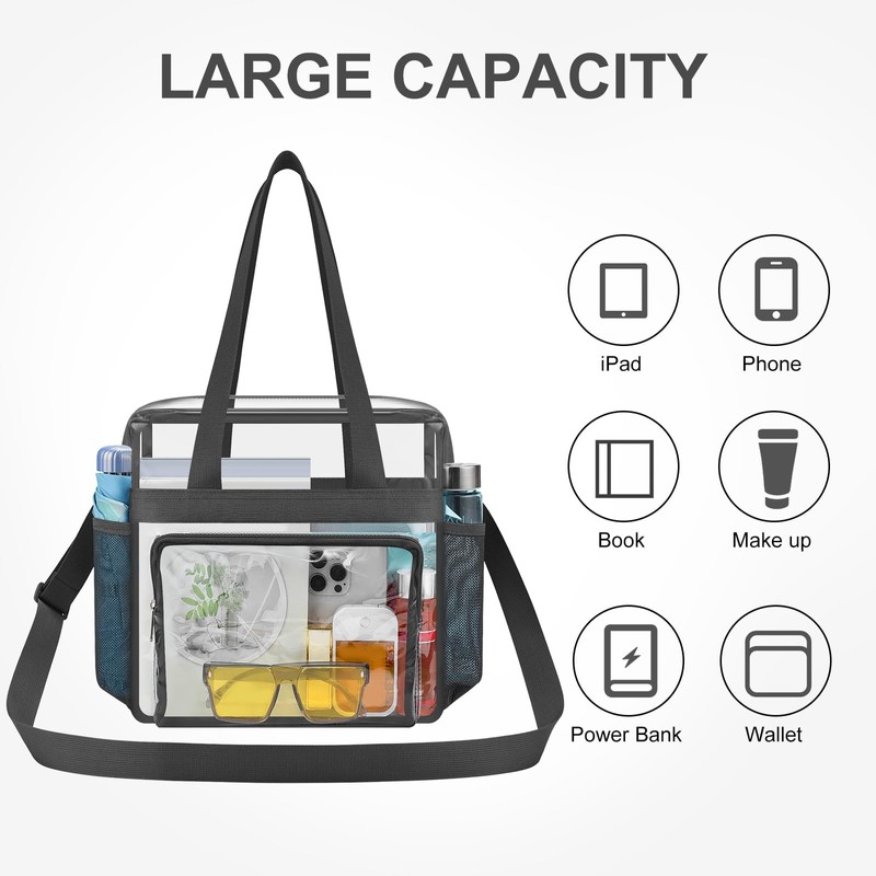 USPECLARE Clear Bag for Stadium Events, 12x6x12 Transparent Stadium Messenger