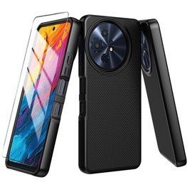 Mocotto for TCL 60 XE NXTPAPER 5G/TCL 50 XL 5G Case with Tempered Glass Screen Protector,Dual Layer Heavy Duty Shockproof Protection (Black)