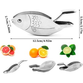 Stainless Steel Fish Shape Manual Lemon Juicer, 1Pc Stainless Steel Manual Lemon Squeezer Fish Shape Lemon Juicer, Stainless Steel Lemon Juicer Manual Lemon Squeezer Fish Shape Lemon Slice Squeezer